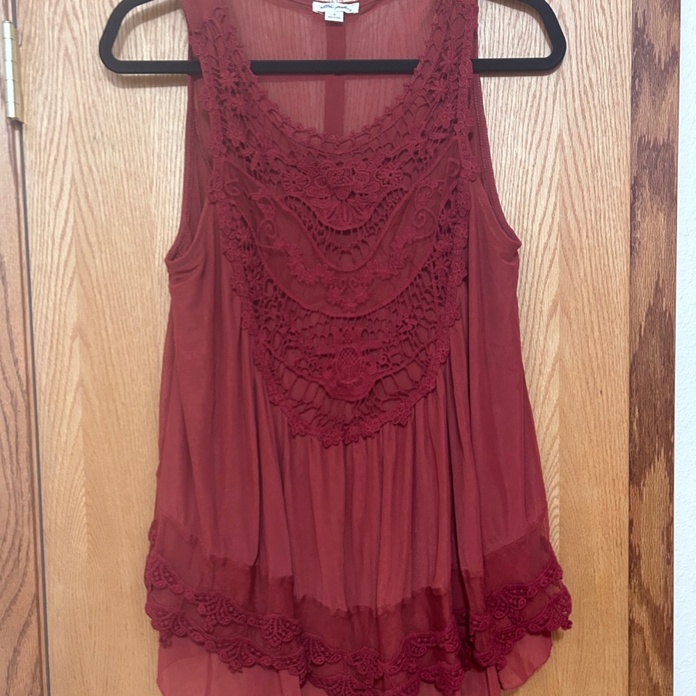 Elegant Burgundy Lace Women's Top